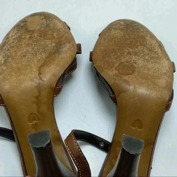 Moschino cheap and chic jeweled Leather ankle strap heels open toe 37 1/2 - Picture 6 of 9